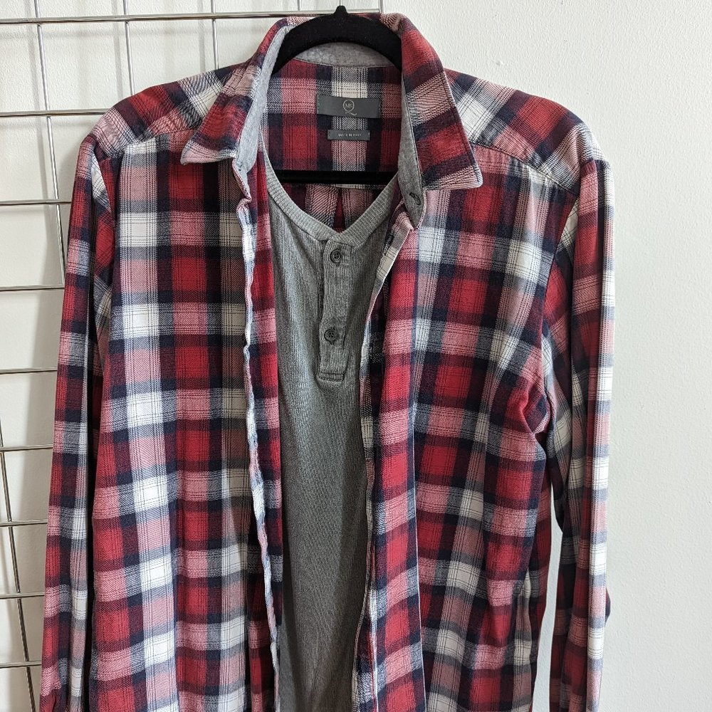 McQ by Alexander McQueen L/S Button Up/Henley - Red - XL